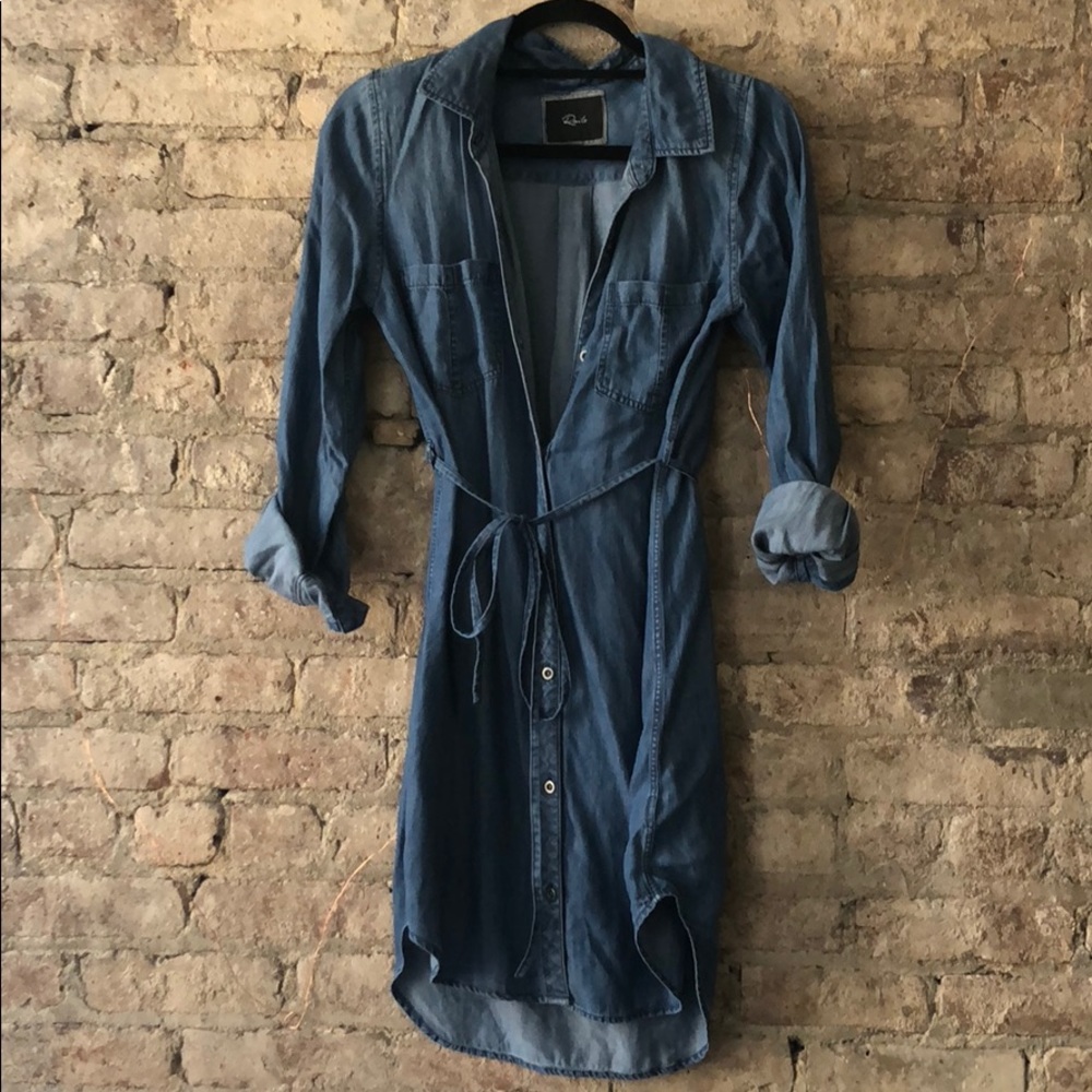 Rails denim button down S dress with ties